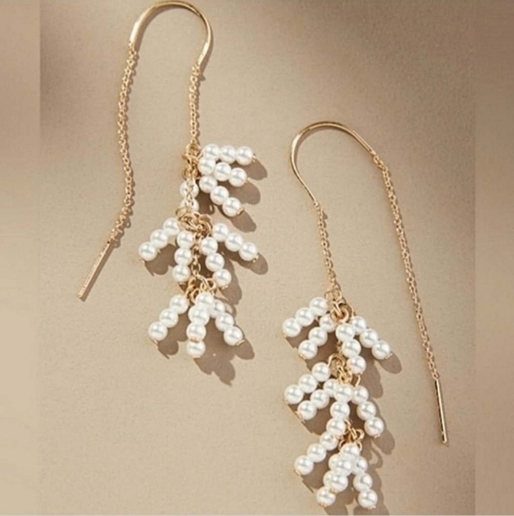 Anthropologie Pearl Threader Earrings